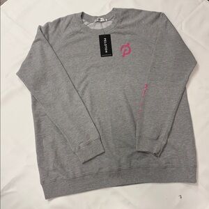 Peloton Heather Gray Sweatshirt with Pink Accents